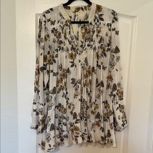 Free People Floral Butterfly Print Top
